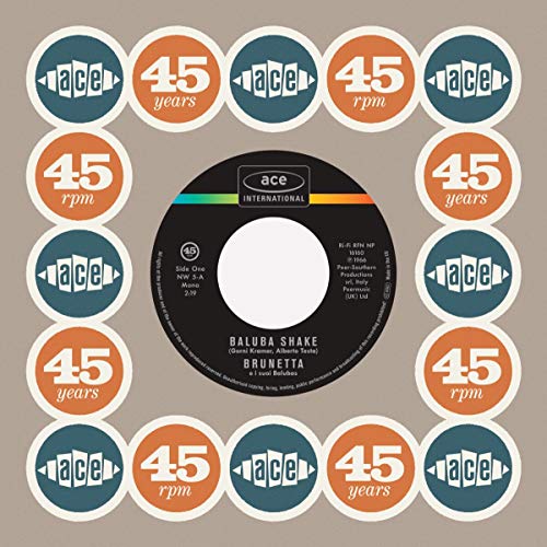 Vinyl record label with "Baluba Shake" text and repeating "45 rpm" graphics.