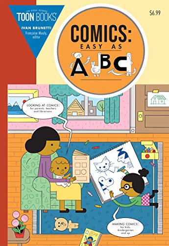 Book cover: "Comics: Easy as ABC" with illustration of children and comics.
