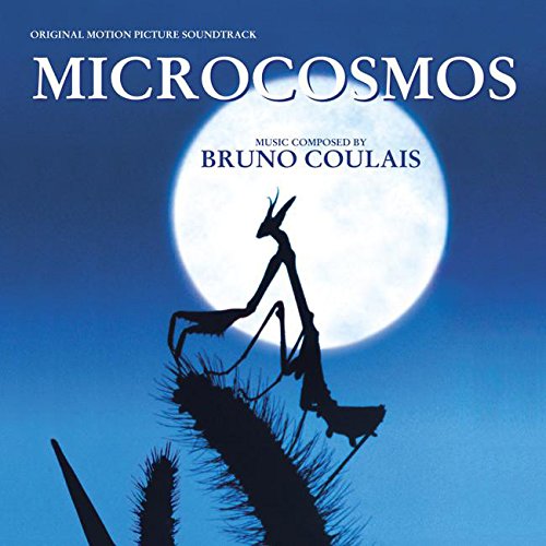 "Album cover with praying mantis silhouette against a full moon, blue gradient background."