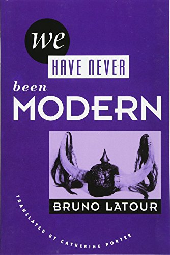 Book cover for We Have Never Been Modern by Bruno Latour with horned helmet illustration.
