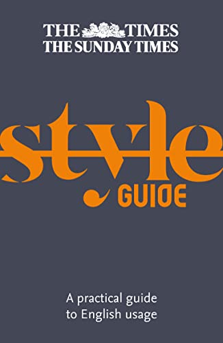 Book cover for "The Times Style Guide" with orange text on dark blue.