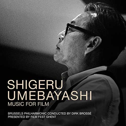 Black and white portrait of Shigeru Umebayashi with album title text.