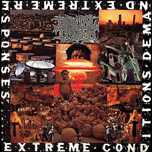 CD cover for Brutal Truth, depicting apocalyptic imagery and social commentary.