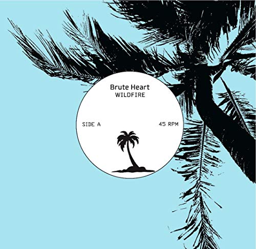7-inch vinyl record label with a palm tree silhouette and text.