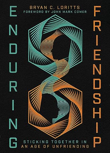 Book cover: “Enduring Friendship” with abstract geometric design and two silhouettes.
