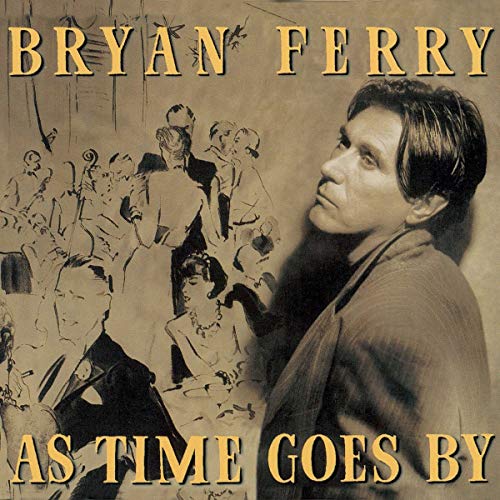 Bryan Ferry album cover: portrait with sketched figures in sepia tones.
