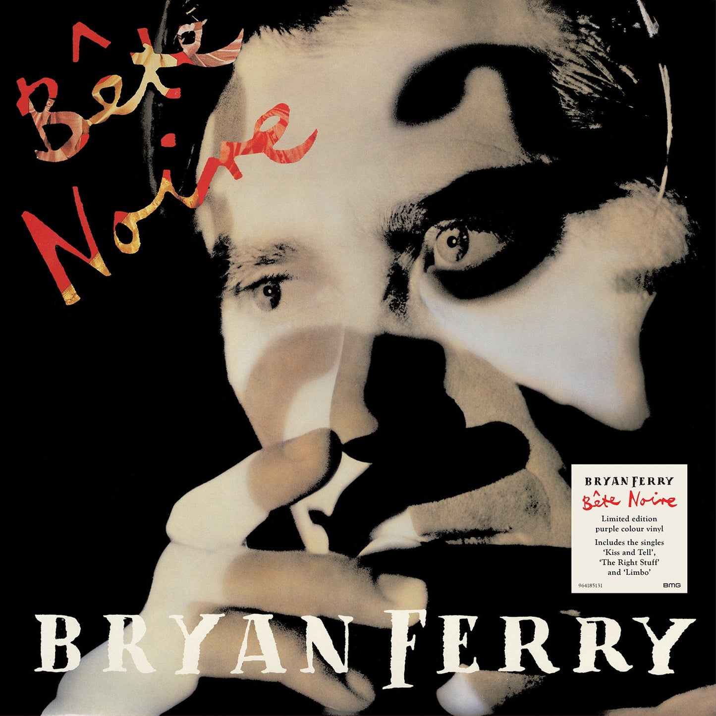 Black and white portrait of Bryan Ferry for the album "Bête Noire".