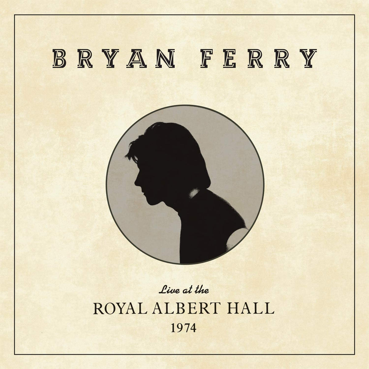 Bryan Ferry album cover with silhouette of a man on beige background.