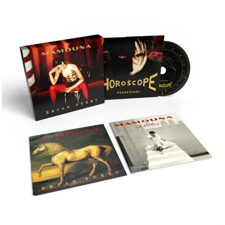 Bryan Ferry Mamouna and Horoscope CD box set with discs, booklets, and album art.