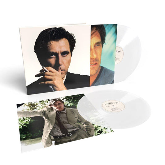 Bryan Ferry album cover and two clear vinyl LPs displayed.