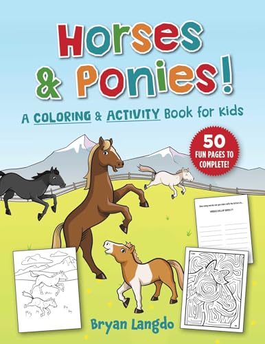 Cover of a children’s coloring and activity book featuring horses.