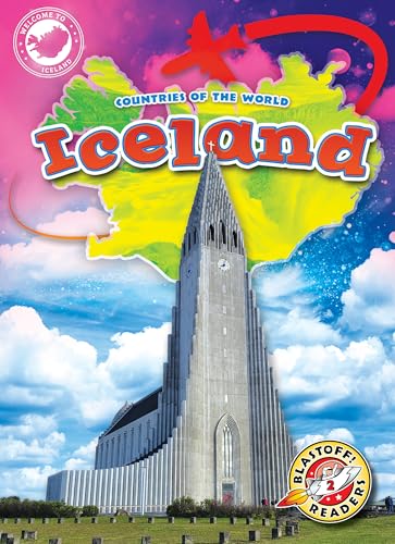 Book cover for "Iceland" featuring Hallgrímskirkja church and colorful map.