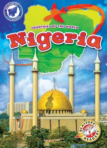 Book cover featuring a Nigerian mosque and map with an airplane.