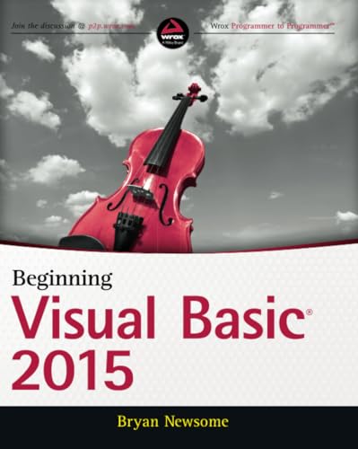 Book cover: "Beginning Visual Basic 2015" with a violin image.