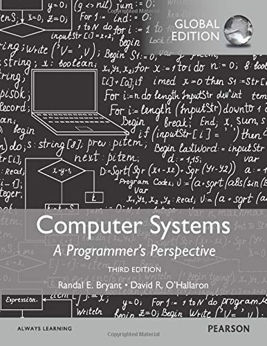 Textbook cover for "Computer Systems" with laptop and code background.