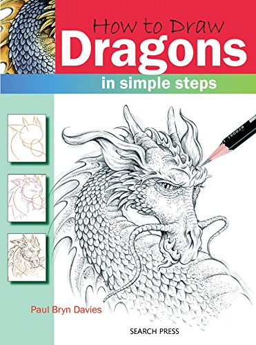 Book cover titled How to Draw Dragons showing step-by-step pencil sketches of a dragon.