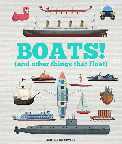 Colorful illustration of various boats, from sailboats to submarines, on a light background.