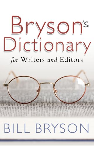 Book cover with eyeglasses and newspaper, titled "Bryson's Dictionary.