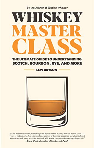 Book cover with title "Whiskey Master Class" and illustration of whiskey glass.