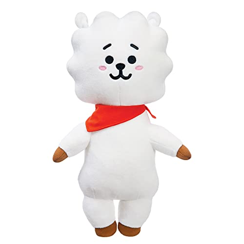 White plush toy, RJ from BT21, with a red neckerchief.