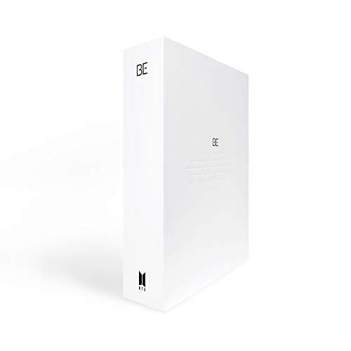 White rectangular BTS "BE" CD package with minimal text and logo.