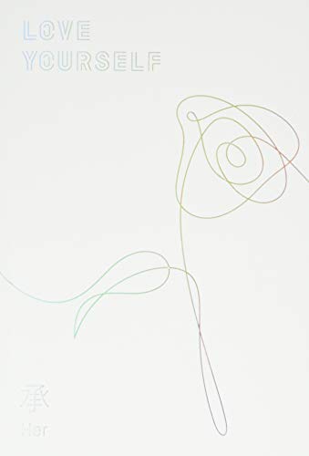 BTS “Love Yourself Her” album cover with a colorful line-art rose.