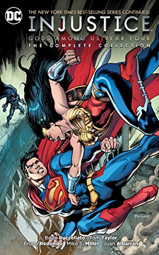 Comic book cover: Wonder Woman and Superman in conflict, dramatic action.