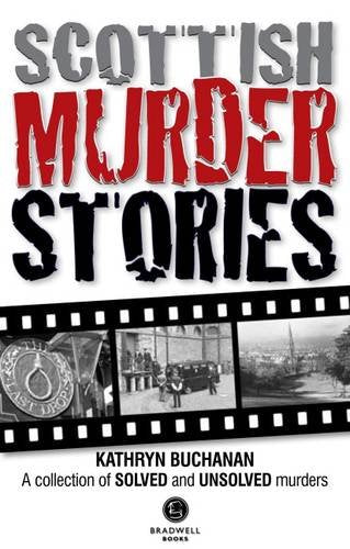 Book cover: “Scottish Murder Stories” with black and white crime scene photos.