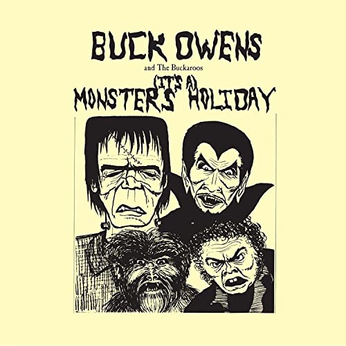 CD cover for Buck Owens’ “Monsters’ Holiday” featuring classic monsters.