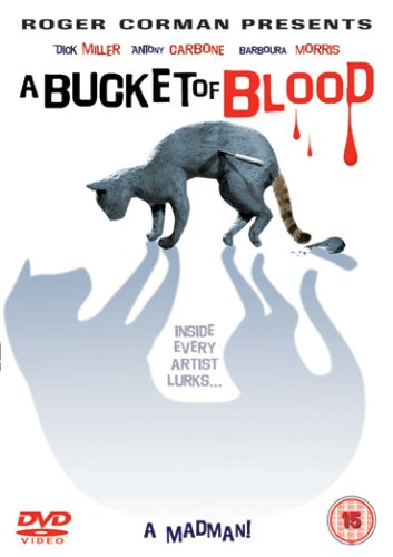DVD cover for "A Bucket of Blood" featuring a cat and shadows.