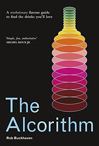 Book cover: “The Alcorithm” with a colorful, layered bottle illustration.