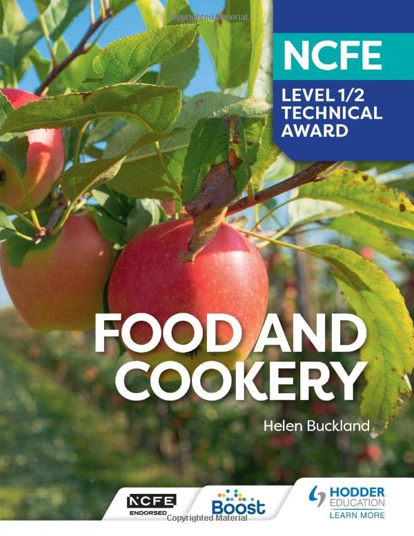 Textbook cover for NCFE Food and Cookery award, with apples.