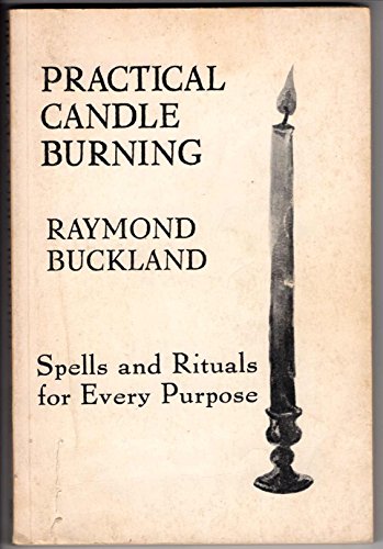 Book cover: "Practical Candle Burning" by Raymond Buckland, with a candle illustration.