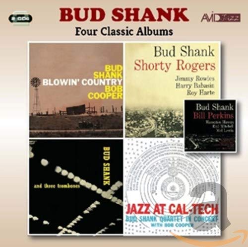 CD cover featuring four classic Bud Shank jazz albums in a grid layout.