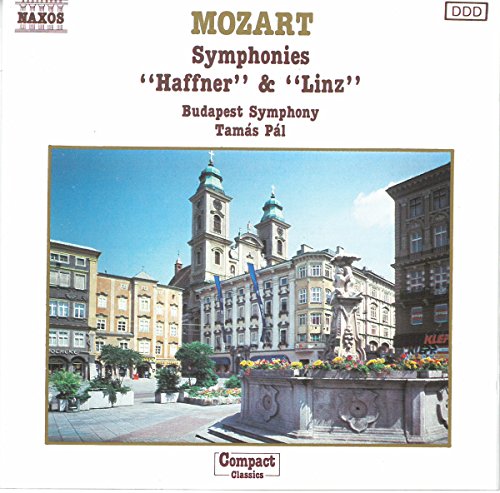 CD cover: Budapest cityscape with a fountain, featuring Mozart symphonies.