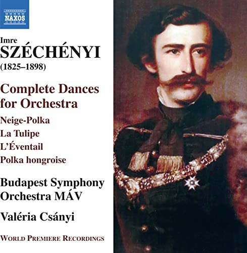 CD cover featuring a portrait of Imre Széchényi next to text listing orchestral works.