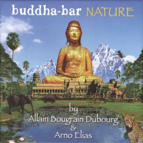 CD cover: Buddha statue with landscape, animals, and temple ruins.