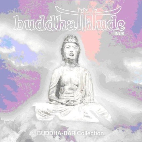 A Buddha statue sits in a cloudy, purple sky on a CD cover.