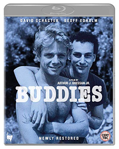 Buddies" Blu-ray cover featuring two smiling men in a blue-toned photograph.