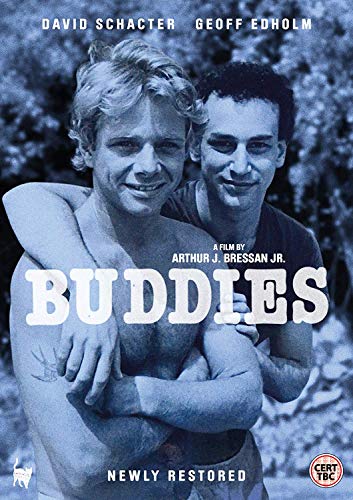 DVD cover for "Buddies" featuring two men in a close embrace.