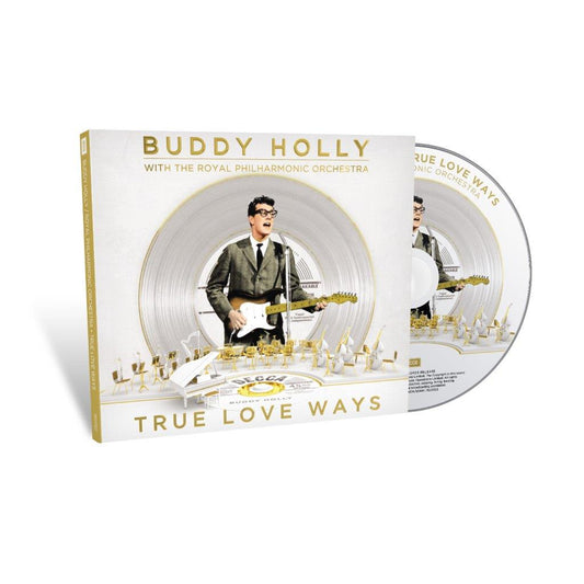 Buddy Holly "True Love Ways" CD with orchestra imagery and case.