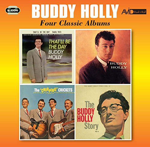 Buddy Holly Four Classic Albums CD cover featuring four vintage album art panels.