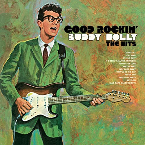 Buddy Holly album cover featuring a portrait of the musician with guitar.