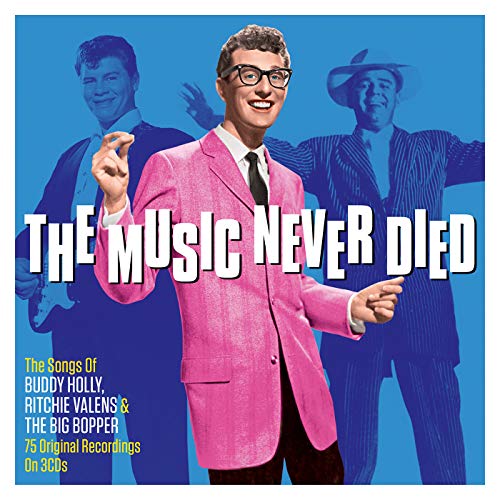 CD cover featuring Buddy Holly, Ritchie Valens, and The Big Bopper.