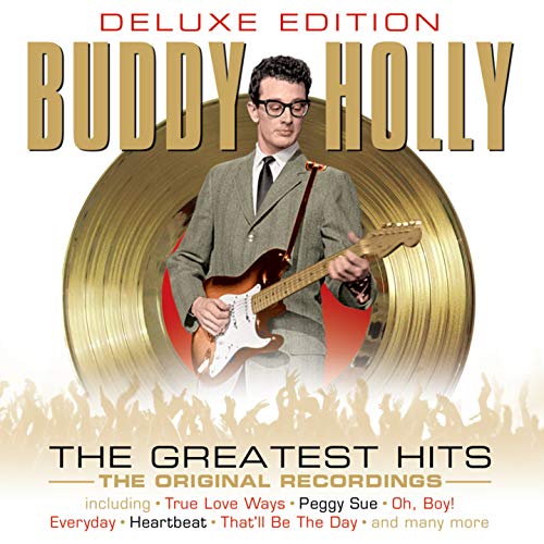 CD case with Buddy Holly's image, tracklist, and album artwork on the cover.