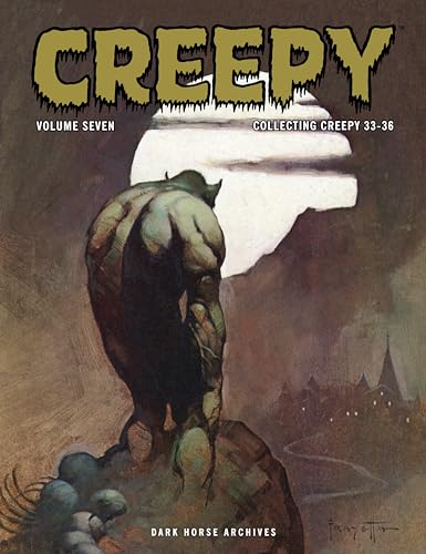 Creepy Archives Volume 7 cover: monster silhouette, castle, dark fantasy art.