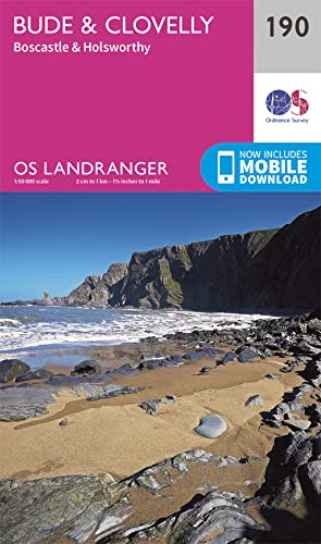 Ordnance Survey Landranger map 190 of Bude and Clovelly featuring a coastal cliff landscape.