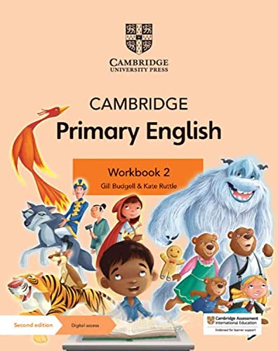 Cambridge Primary English Workbook 2 cover with fairytale illustrations.