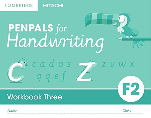 Workbook Three cover with colorful letters, a toucan, and handwriting practice.