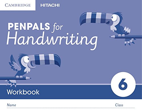 Blue workbook cover featuring two cartoon toucans with pencils and the number 6.